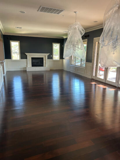 A photo of a living room after restoration work