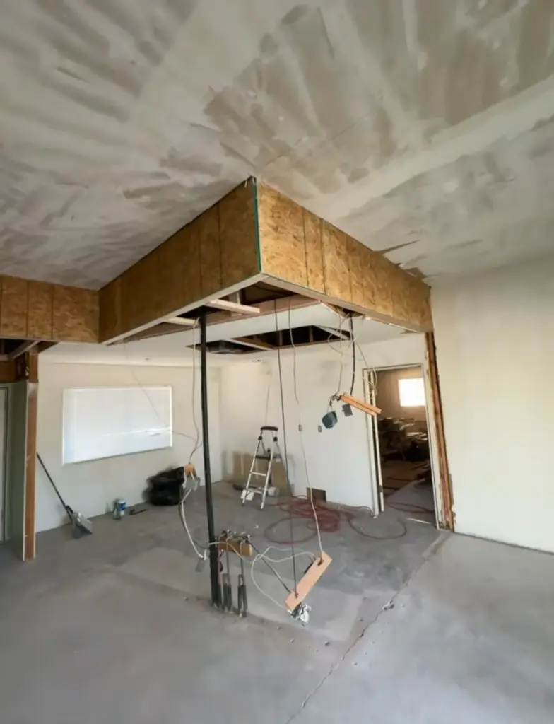 Photo of a room being restored after water damage