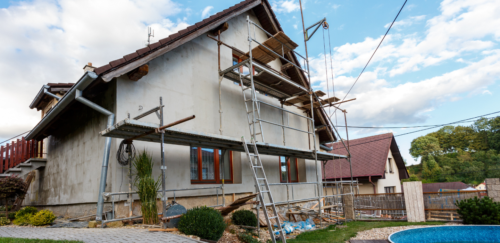 A photo of an exterior restoration project