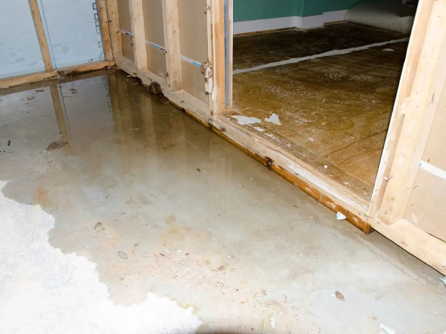 Photo of water damage on a concrete floor